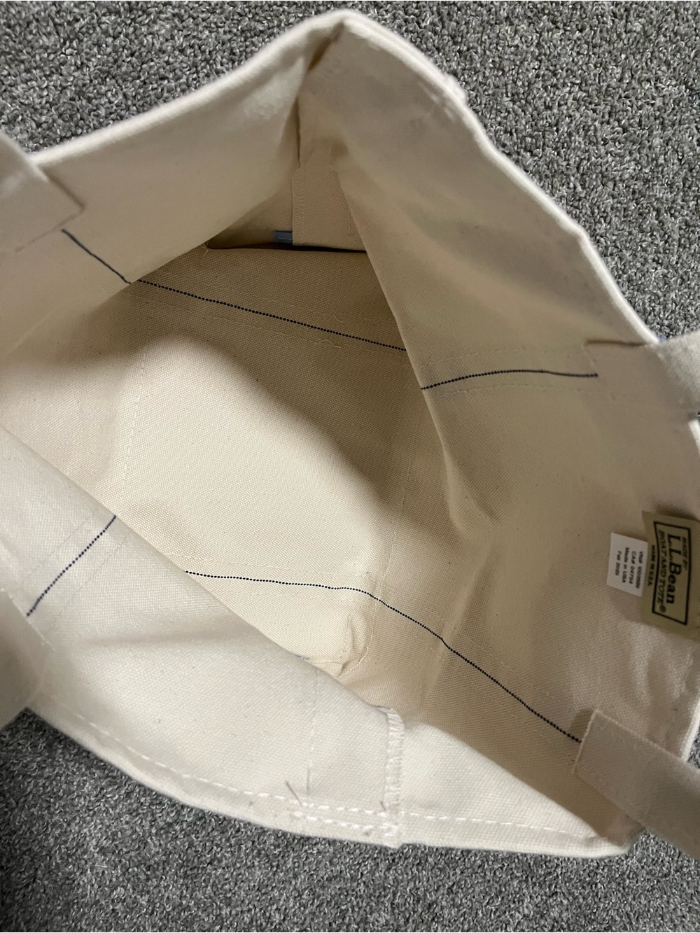 L L Bean Boat and Tote Canvas Tote with Light Blue Handles - Picture 11 of 13